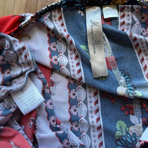 NWOT Miss Mima Red White‎ Blue Bandana Paisley Tunic Boho Hippie Retro Size S - Picture 7 of 8